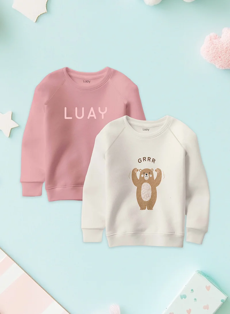 لؤي مجموعة سويت شيرتات LUAY للجنسين مصنوعة من قماش الخيزران فائق النعومة بنسبة 100% (خوخي وكريمي)