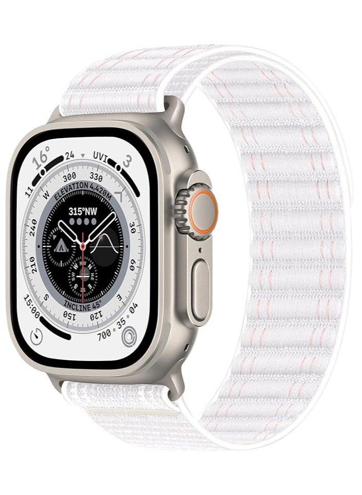 MIGOFAST - Apple Watch Strap 46mm 45mm 44mm 49mm Men  Braided Sport Loop Band for IWatch Series 10 9 8 7 6 5 4 3/SE 2/Ultra 2  Breatheable Nylon Fabric Velcro Strap White - Image 1