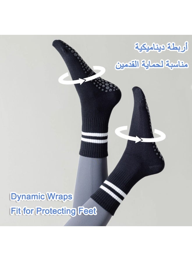 Magic Park 3 Pairs Non-Slip Yoga Socks Pilates Grip Socks for Women Yoga Socks for Pilates,Yoga, Ballet, Dance - Image 2