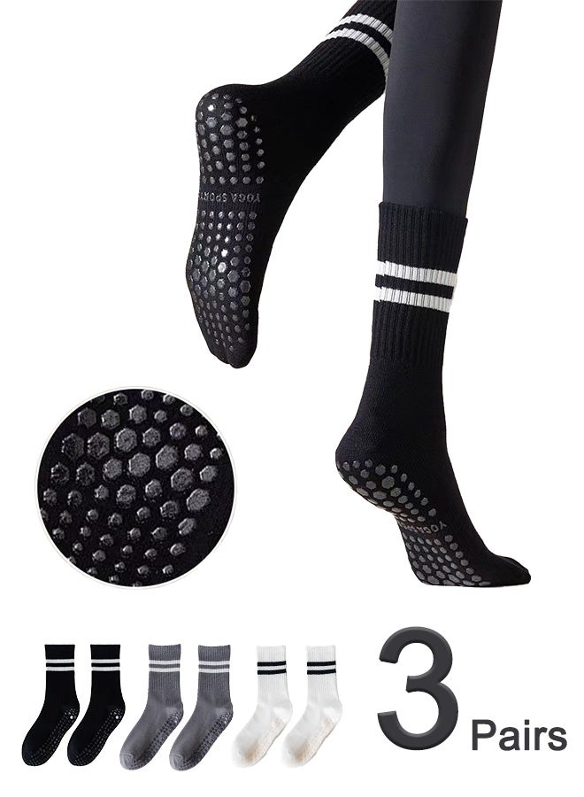 Magic Park 3 Pairs Non-Slip Yoga Socks Pilates Grip Socks for Women Yoga Socks for Pilates,Yoga, Ballet, Dance - Image 1