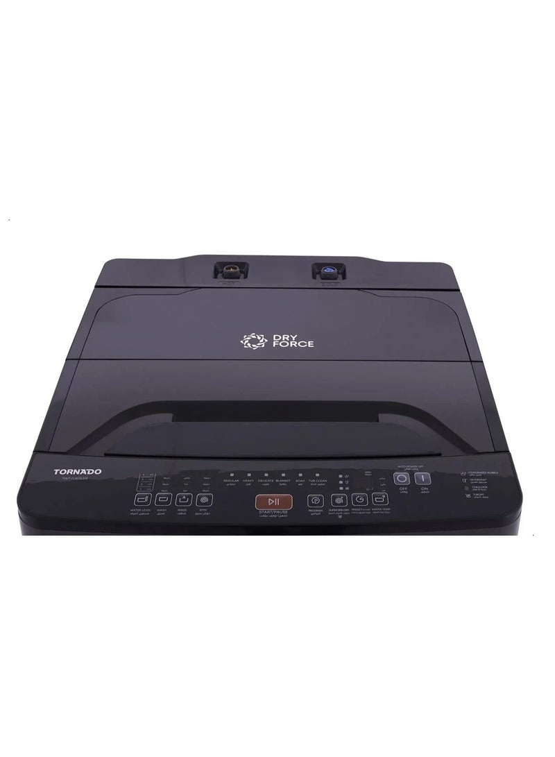 TORNADO Top Load Washing Machine 12Kg with Drain Pump, 860 RPM, 6 Programs, Dark Silver – TWT-TLN12LDS - Image 4