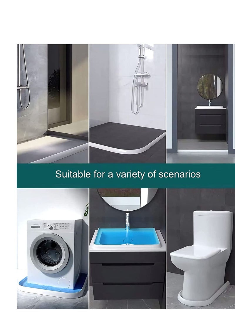 Y&D Shower Threshold Water Dam, Curved Groove Collapsible Stopper Barrier, Self-Adhesive Guard Dry and Wet Separation Suitable for Bathroom Kitchen  - Image 3
