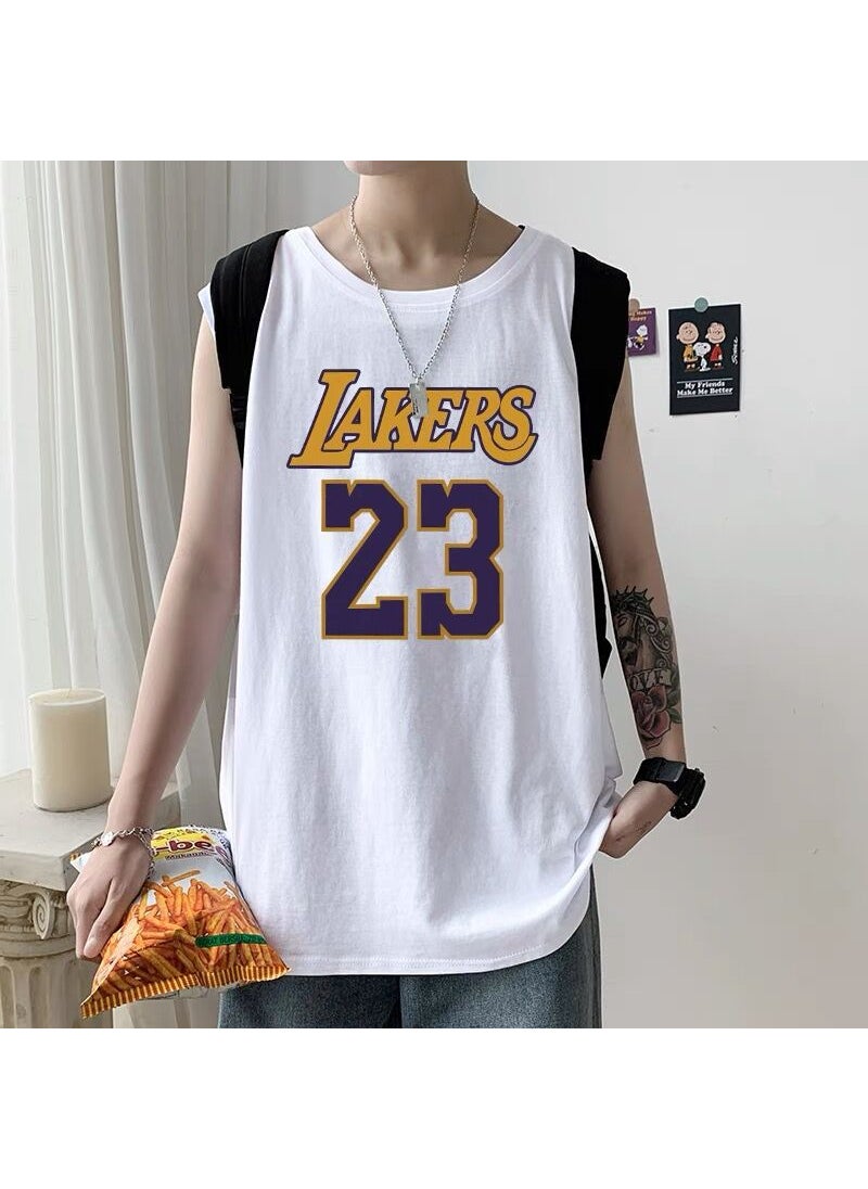 Generic - Trendy Loose-fit Summer Armless T-shirt Outerwear For Men Basketball Vest Stylish Brand Huaruan No.23 Black - Image 1