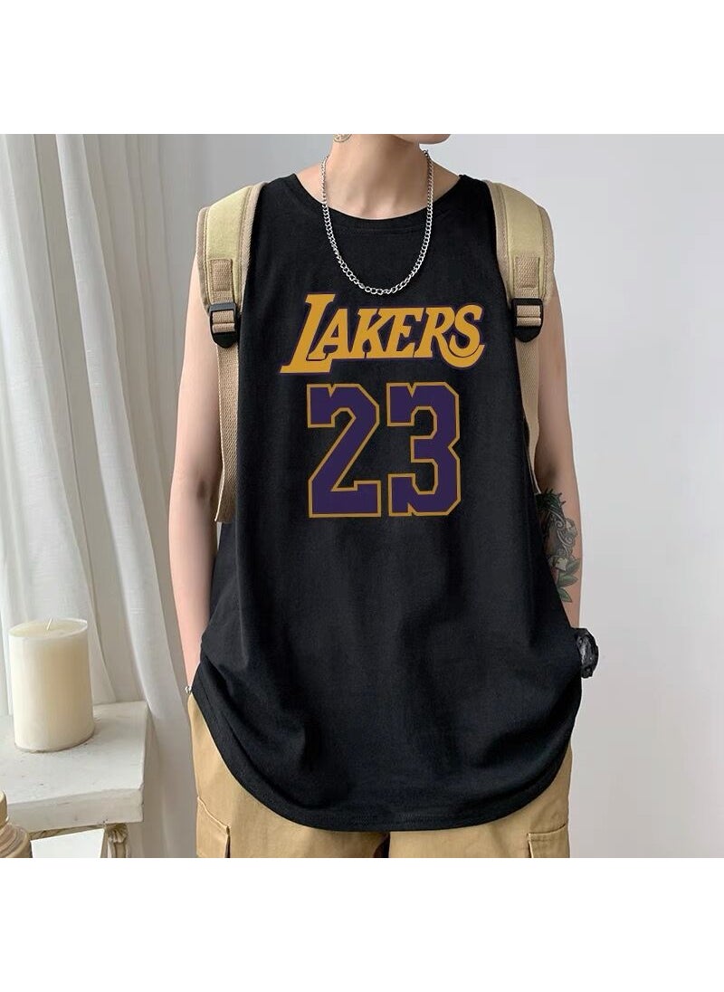 Generic - Trendy Loose-fit Summer Armless T-shirt Outerwear For Men Basketball Vest Stylish Brand Huaruan No.23 Black - Image 1