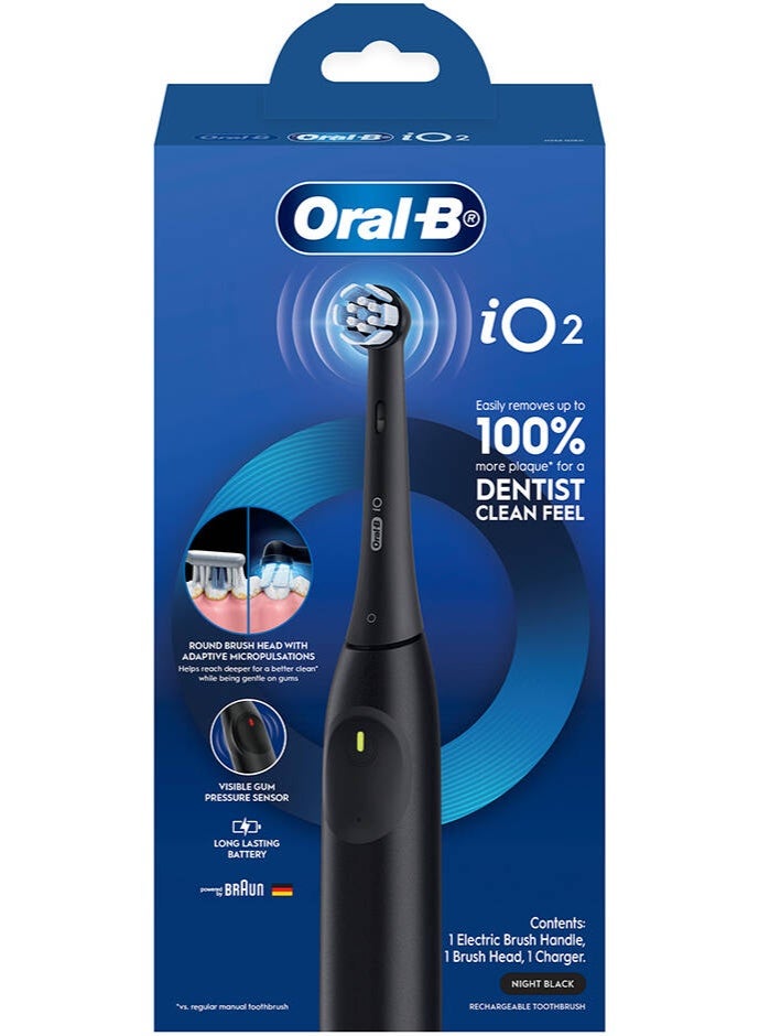أورال بي فرشاة أسنان كهربائية قابلة لإعادة الشحن – أورال-بي اي او سيريز 2 , اسود - Image 1
