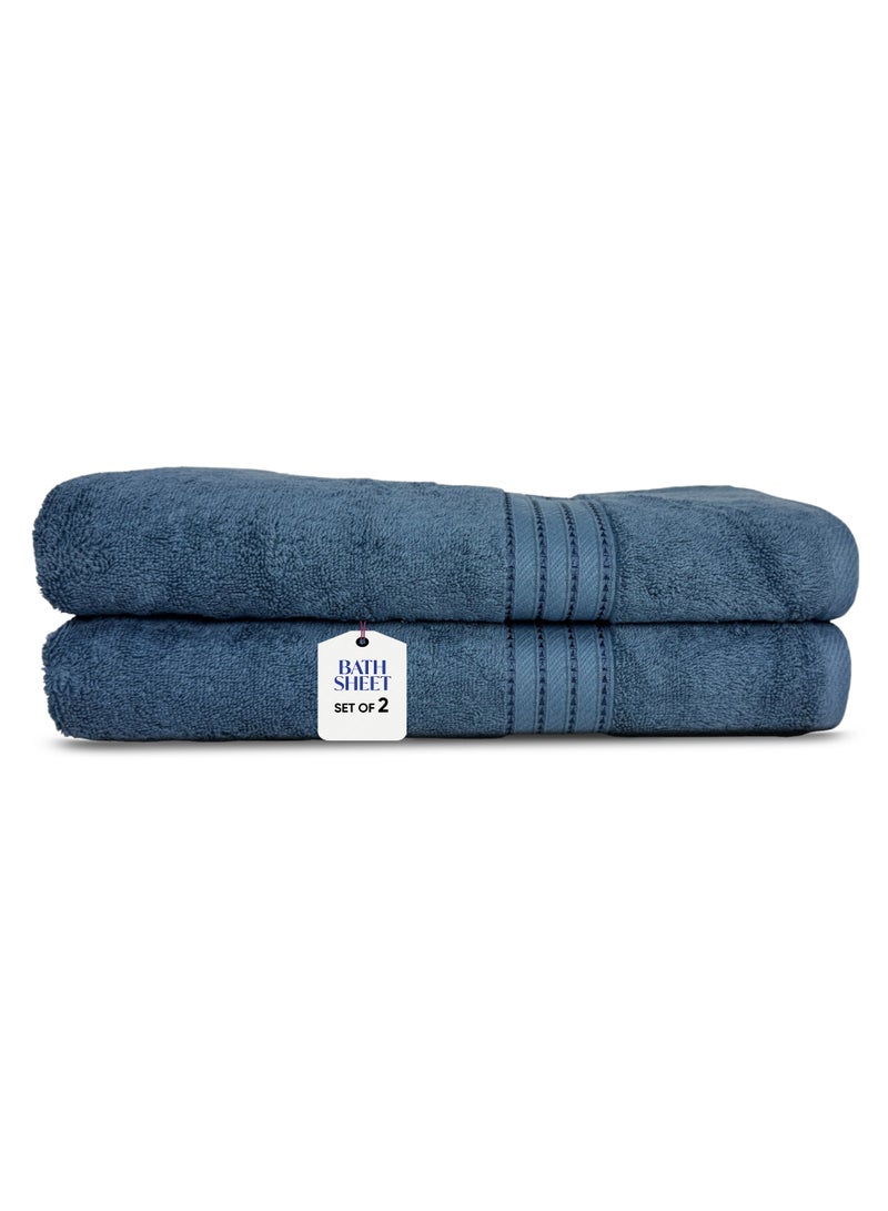 كاسينو Kassino Jumbo Bath Sheet (2 Pack, 80x160 cm) - 580 GSM Large Bath Towel,100% Combed Cotton, Soft & Quick-Dry Oversized Towels, Highly Absorbent, Double Stitched Hotel Quality Towels | China Blue  - Image 1