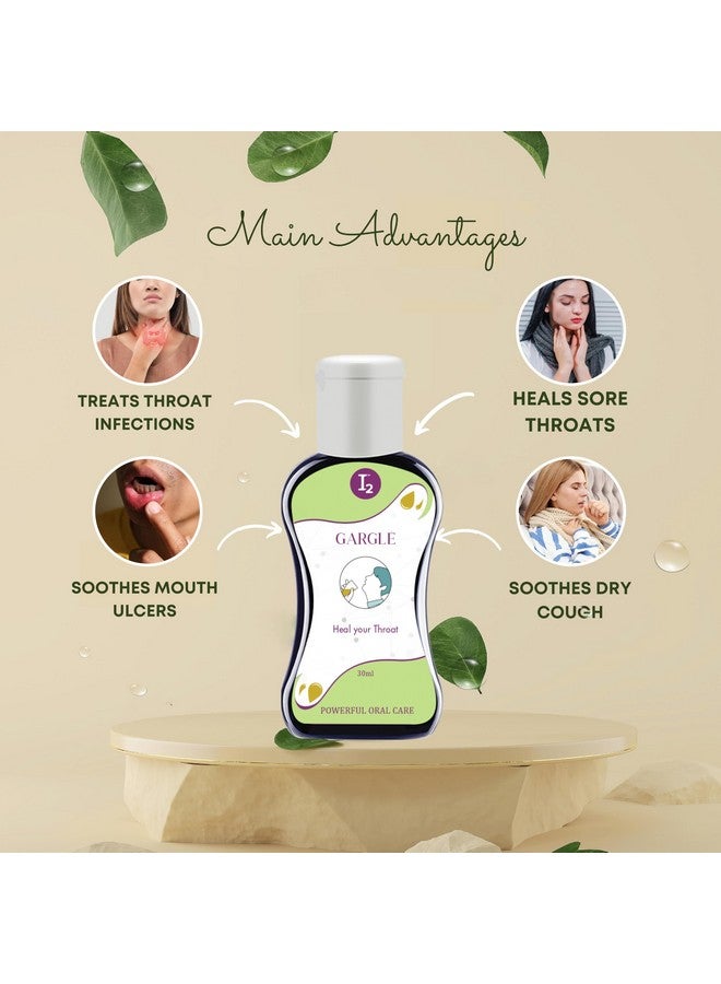 اي تو كيور غسول الفم I2 Gargle المضاد للبكتيريا والجراثيم | سائل غسول الفم العضوي الطبيعي الخالي من الكحول لرائحة الفم الكريهة | يقتل 99.9% من الجراثيم والبكتيريا في تجويف الفم - 30 مل لكل منهما - Image 3