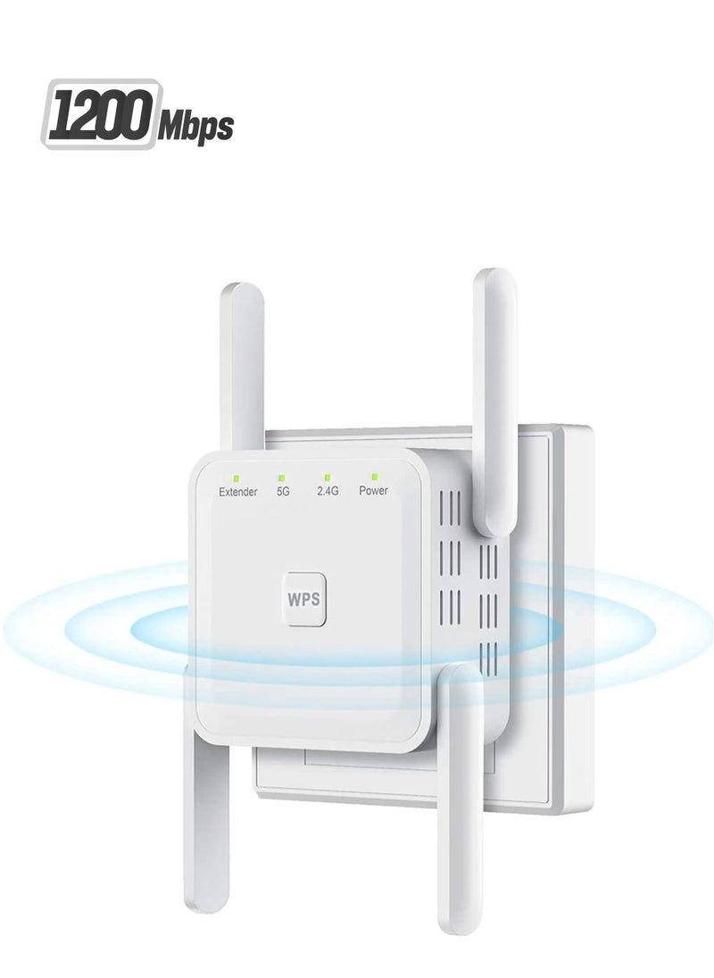 Generic Wifi Extender,WiFi Repeater,5G 1200Mbps Dual Band WiFi Booster For Home,Internet Booster With Ethernet, With 4 Antennas, Easy Setup  - Image 1