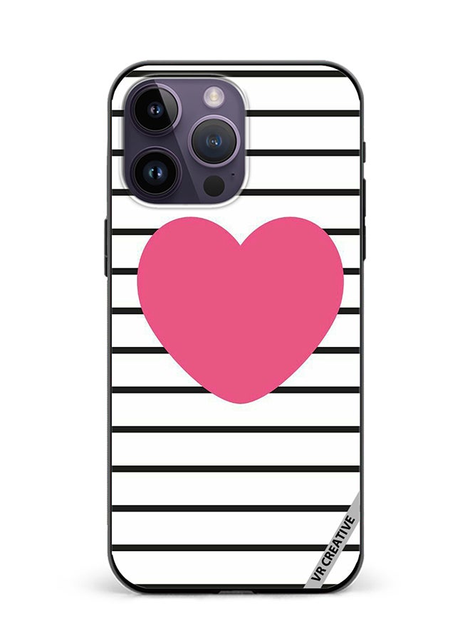 VR CREATIVE Protective Case Cover For Apple iPhone 16 Pro Max Pink Heart Stripes Design Multicolour