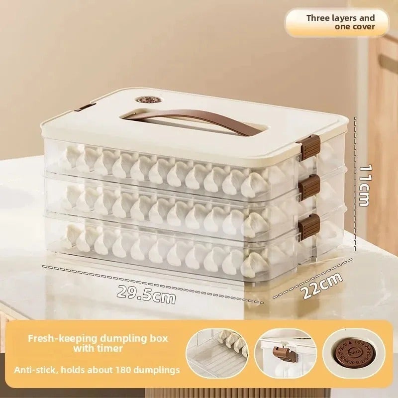 Transparent Dumpling Storage Box, Airtight Freezer Container with Lid - Image 2