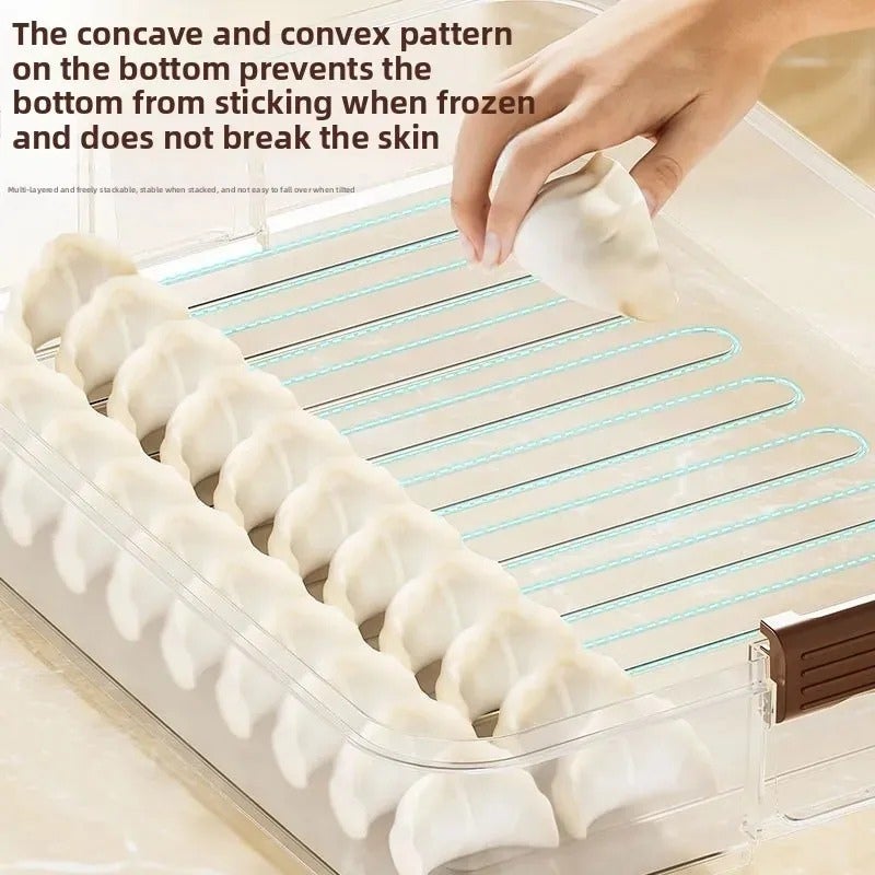 Transparent Dumpling Storage Box, Airtight Freezer Container with Lid - Image 1