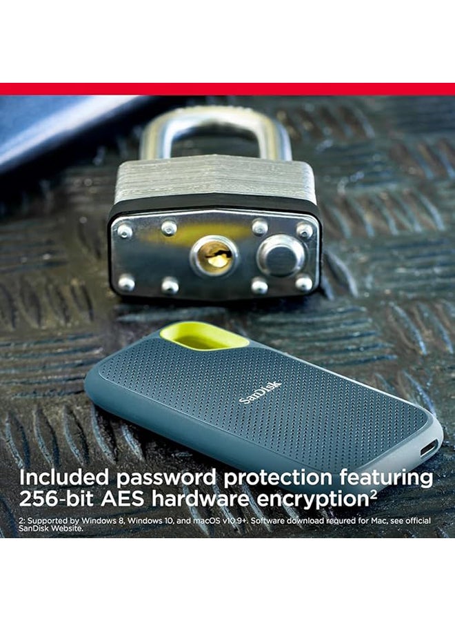 sandisk 1TB SanDisk Extreme Portable, 1050MB/s R, 1000MB/s W, 3mtr Drop Protection, IP65 Water/dust Resistance, HW Encryption, PC,MAC & TypeC Smartphone Compatible, External SSD, Monterey/Blue Color - Image 3