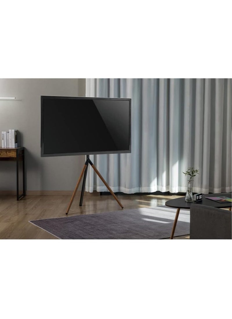 Easel Studio TV Floor Stand | Stylish & Sturdy Mount for 49"-70" Screens | Supports Up to 40 KG | Modern Grey & Walnut Design | Adjustable Height | Space-Saving & Durable | Cable Management System | Wide Compatibility | Perfect for Home, Office & Studio