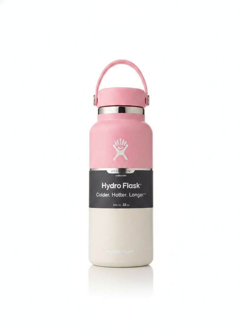 Hydro Flask Wide Mouth Vacuum Insulated Water Bottle 1200ml Double Wall 18/8 Stainless Steel Thermos Flex Cap with Rubber Carry Handle Keeps Cold 24H Hot 12H Leakproof Large Capacity Flask for Hiking Camping Road Trip Gym Yoga Outdoor Travel Matte Multi Pastel Colors - Image 1