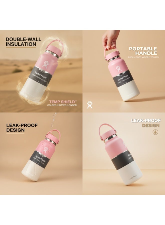 Hydro Flask Wide Mouth Vacuum Insulated Water Bottle 1200ml Double Wall 18/8 Stainless Steel Thermos Flex Cap with Rubber Carry Handle Keeps Cold 24H Hot 12H Leakproof Large Capacity Flask for Hiking Camping Road Trip Gym Yoga Outdoor Travel Matte Multi Pastel Colors - Image 5