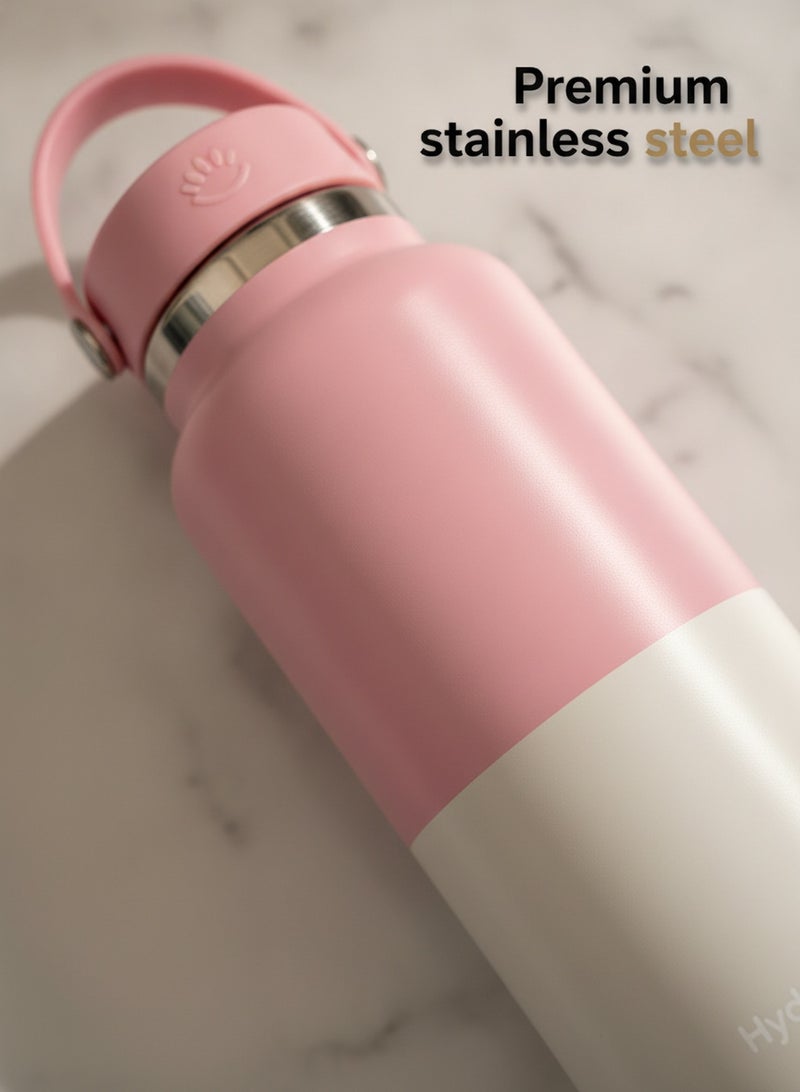 Hydro Flask Wide Mouth Vacuum Insulated Water Bottle 1200ml Double Wall 18/8 Stainless Steel Thermos Flex Cap with Rubber Carry Handle Keeps Cold 24H Hot 12H Leakproof Large Capacity Flask for Hiking Camping Road Trip Gym Yoga Outdoor Travel Matte Multi Pastel Colors - Image 4