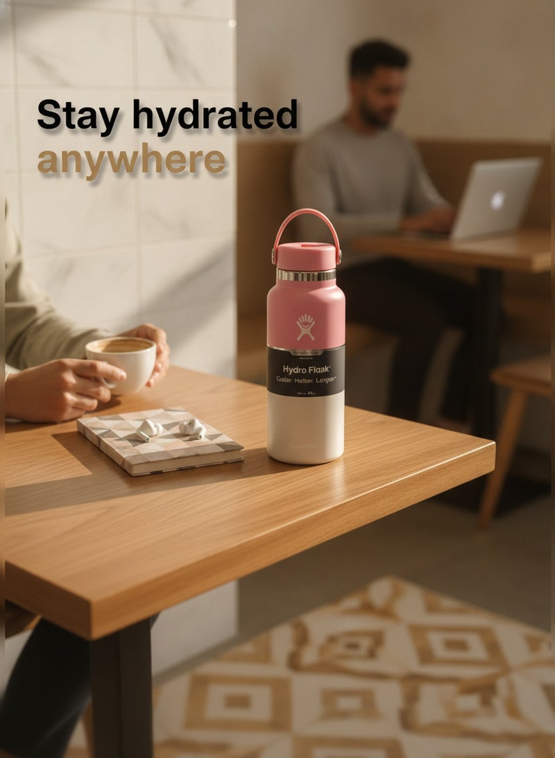 Hydro Flask Wide Mouth Vacuum Insulated Water Bottle 1200ml Double Wall 18/8 Stainless Steel Thermos Flex Cap with Rubber Carry Handle Keeps Cold 24H Hot 12H Leakproof Large Capacity Flask for Hiking Camping Road Trip Gym Yoga Outdoor Travel Matte Multi Pastel Colors - Image 3