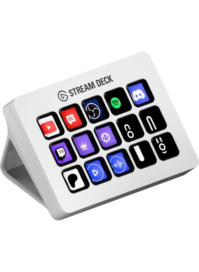 إلجاتو Elgato Stream Deck MK.2 – Studio Controller, 15 Macro Keys, Trigger Actions in apps and Software Like OBS, Twitch,  YouTube and More, Works with Mac and PC - White - Image 1