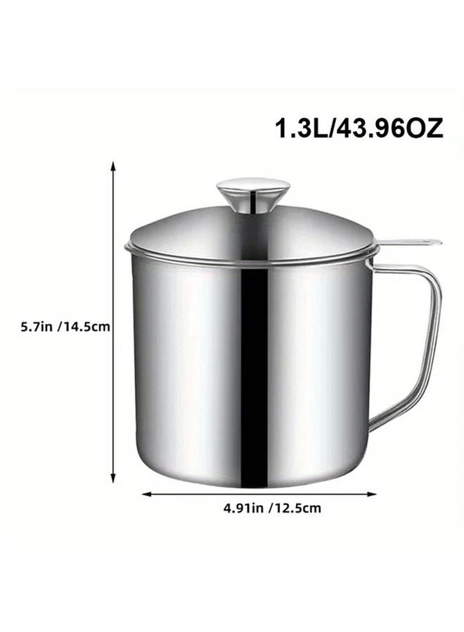 حافظ زيت الفولاذ المقاوم للصدأ مع مصفاة ١٢٤٥ مل وعاء تخزين الزيت بغطاء - Image 3