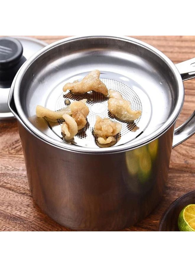 حافظ زيت الفولاذ المقاوم للصدأ مع مصفاة ١٢٤٥ مل وعاء تخزين الزيت بغطاء - Image 5