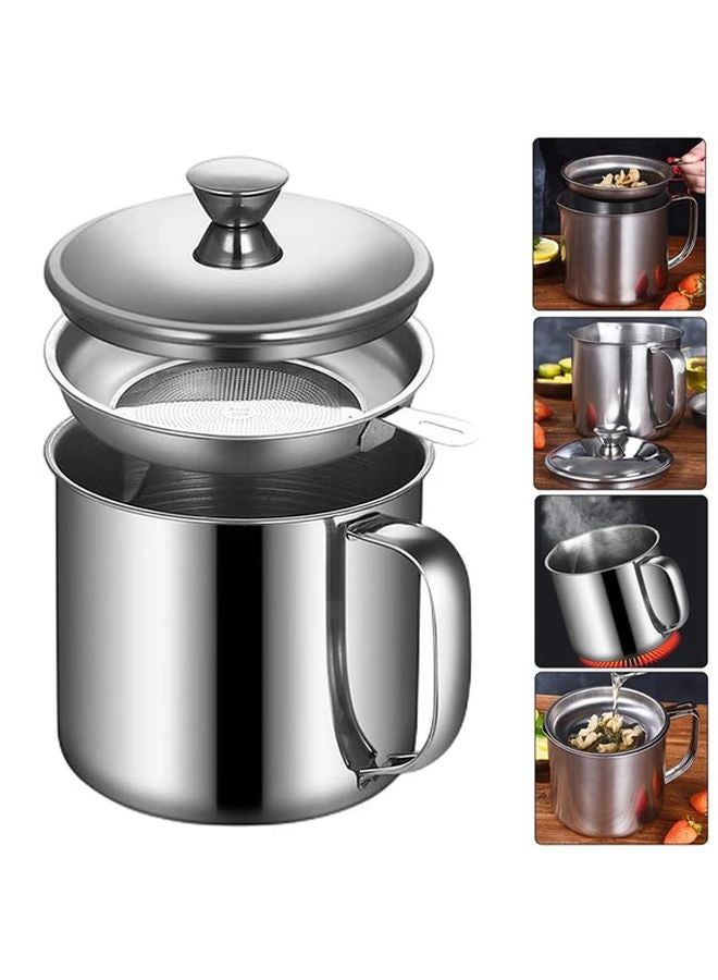 حافظ زيت الفولاذ المقاوم للصدأ مع مصفاة ١٢٤٥ مل وعاء تخزين الزيت بغطاء - Image 2