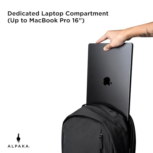 ALPAKA Metro Backpack Pro for Men 24L - Fits 16" Laptop Business Travel Backpack with YKK Zippers, MOD Key Leash & Luggage Pass-through, Durable Padded and Weatherproof Work Bag,Axoflux 600D (Black) - Image 5