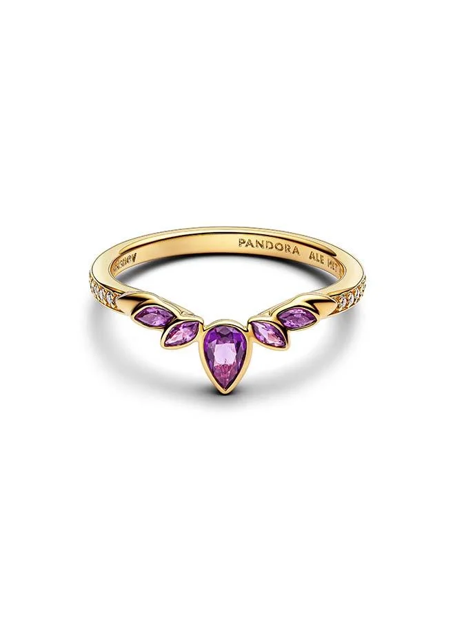 Disney Frozen 14k gold-plated ring with violet purple crystal and clear cubic zirconia