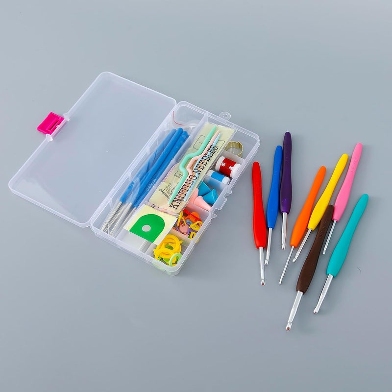 Kuber Industries Crochet Hook Needle Set of 53 with CaseErgonomic Sewing Knitting Needle Kit Transparent - Image 2