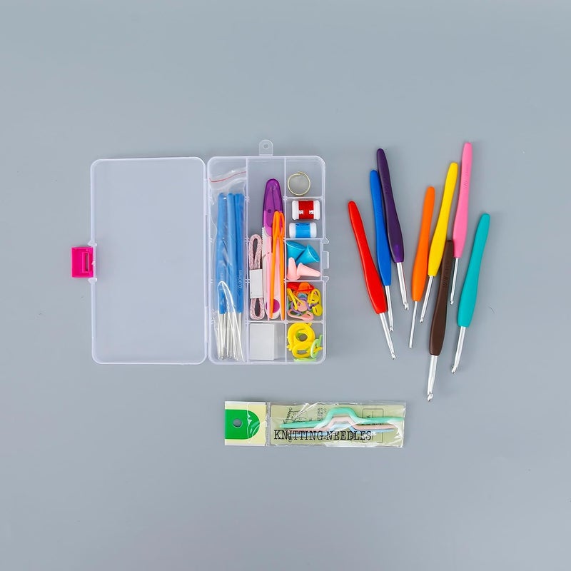 Kuber Industries Crochet Hook Needle Set of 53 with CaseErgonomic Sewing Knitting Needle Kit Transparent - Image 3