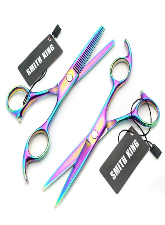 Smithking 5.5 Inches Hair Scissors with Thinning Comb Hair Cutting Shears Thinning Shears set for Professional and Personal (Rainbow) - Image 4