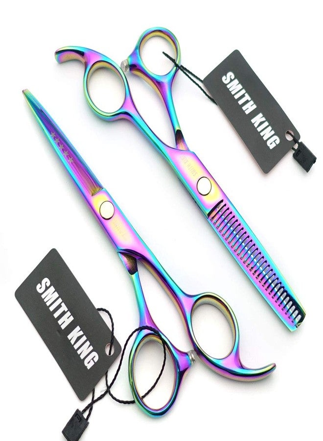 Smithking 5.5 Inches Hair Scissors with Thinning Comb Hair Cutting Shears Thinning Shears set for Professional and Personal (Rainbow) - Image 3
