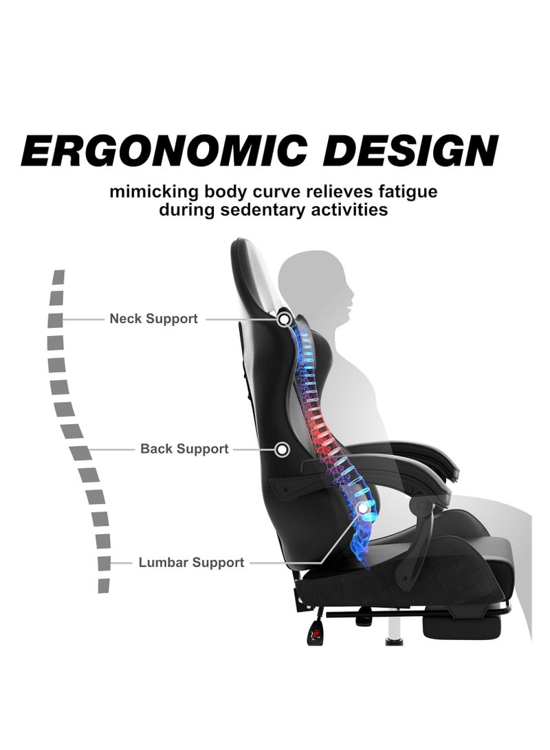 زويهاو كرسي مكتب للألعاب قابل للتعديل من الجلد عالي الظهر يدعم قطني ومساند للذراعين مريحة وعجلات صامتة - مثالي لمكتب السباق واستخدام الكمبيوتر - Image 4