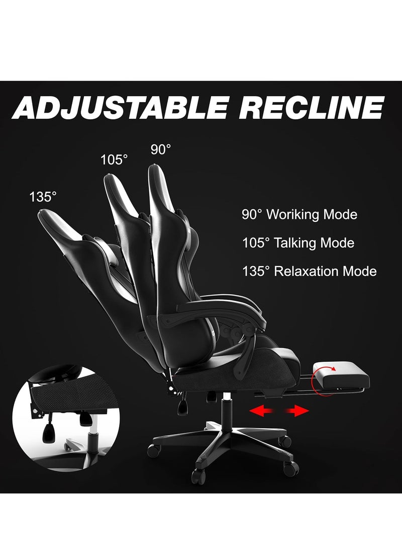 زويهاو كرسي مكتب للألعاب قابل للتعديل من الجلد عالي الظهر يدعم قطني ومساند للذراعين مريحة وعجلات صامتة - مثالي لمكتب السباق واستخدام الكمبيوتر - Image 5