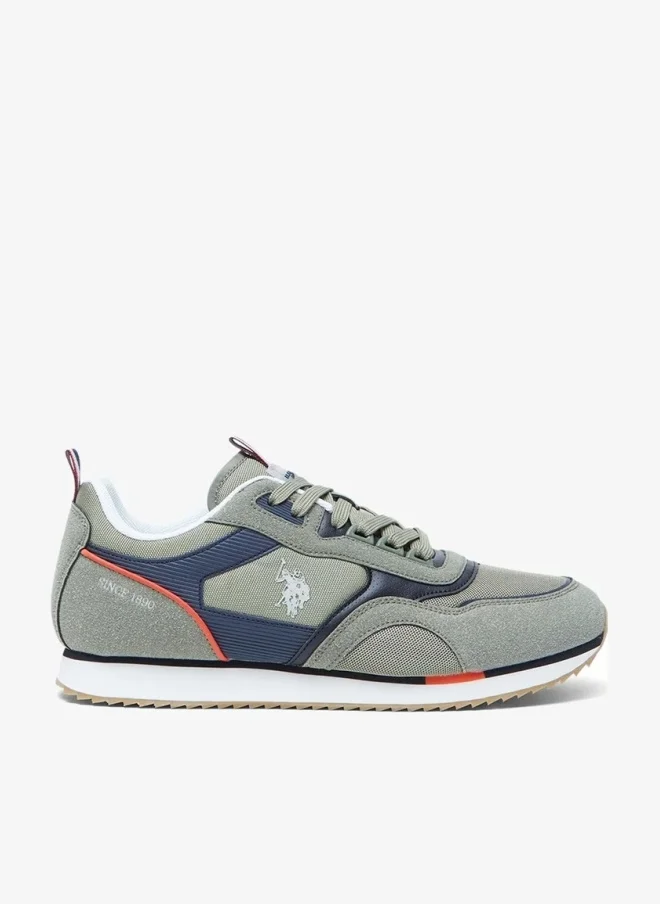 يو اس بولو اسن US Polo Assn MEDI GLB 6FX Men’s Casual Sneakers – Khaki & Navy Lifestyle Shoes