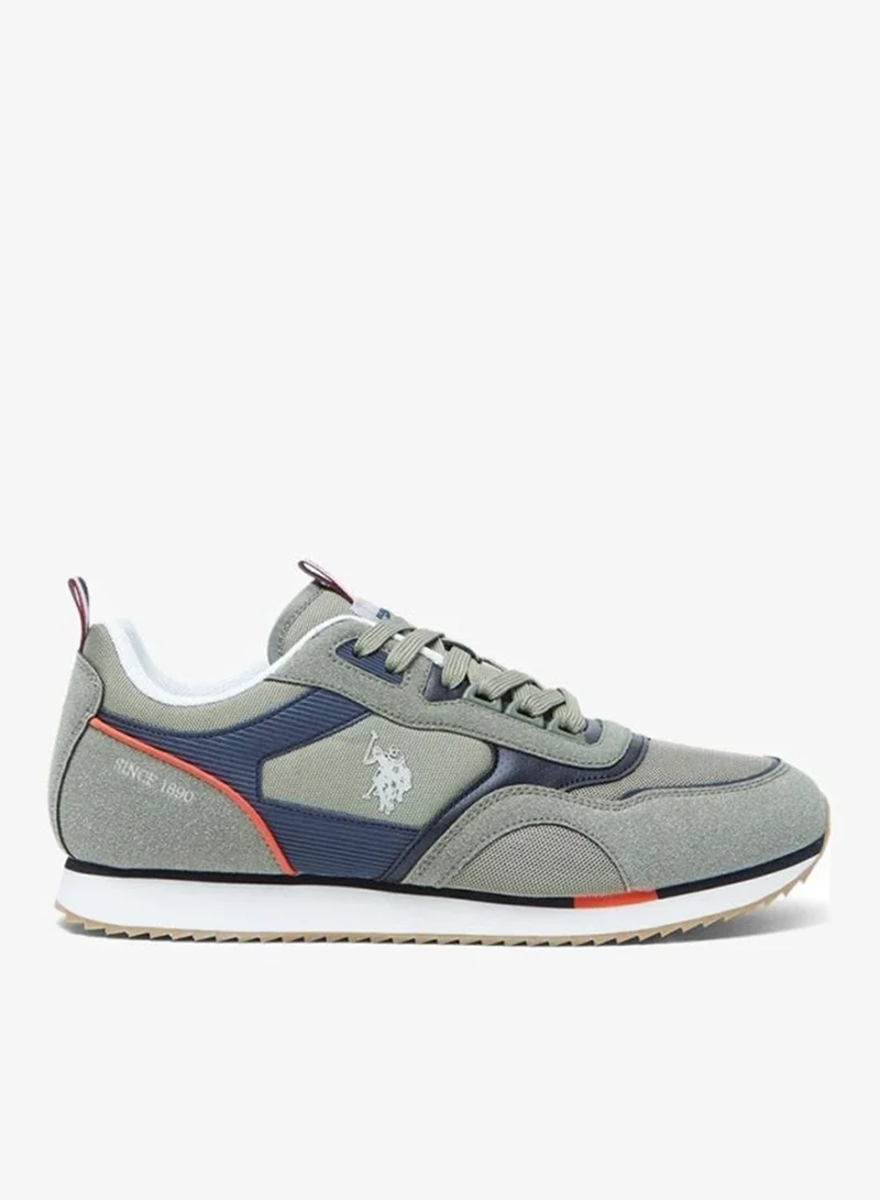 يو اس بولو اسن US Polo Assn MEDI GLB 6FX Men’s Casual Sneakers – Khaki & Navy Lifestyle Shoes