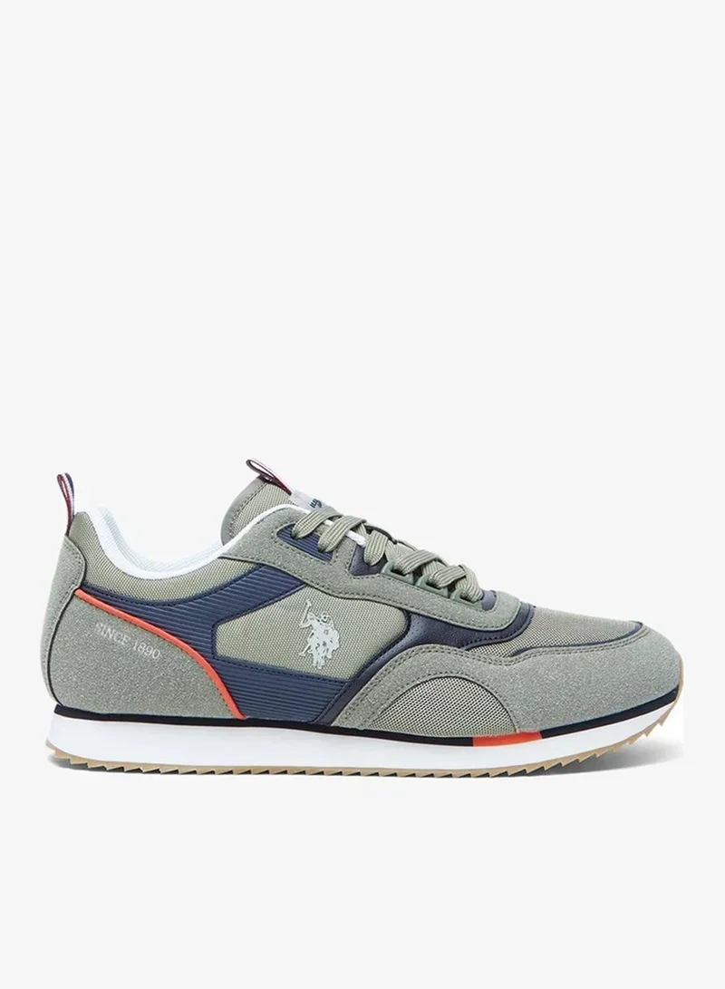 يو اس بولو اسن US Polo Assn MEDI GLB 6FX Men’s Casual Sneakers – Khaki & Navy Lifestyle Shoes