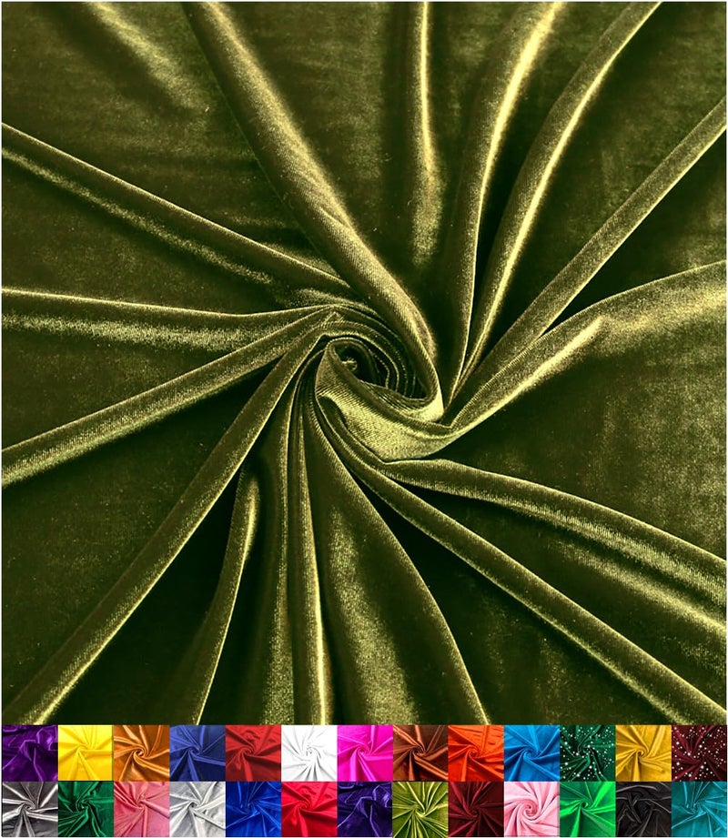 Barcelonetta | Stretch Velvet Fabric | Luxury & Soft | Velvet Fabric | 60" Wide Roll | 10% Spandex | Sewing, Apparel, Upholstery (Olive, 1 Yard) - Image 1