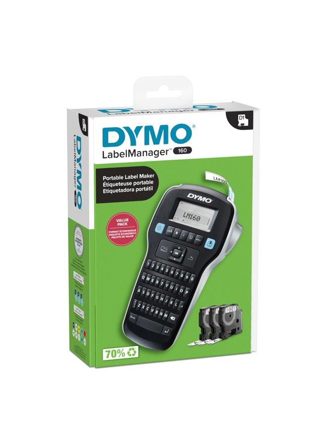 Dymo آلة طباعة الملصقات مع 3 شريط ملصقات D1 من DYMO، آلة ملصقات محمولة، لوحة مفاتيح QWERTY، مفاتيح ذكية بلمسة واحدة، سهلة الاستخدام، لتنظيم المنزل والمكتب، 2147606، آلة + 3 أشرطة - Image 3