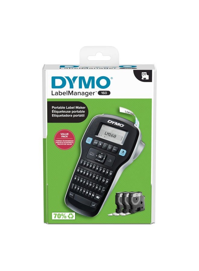Dymo آلة طباعة الملصقات مع 3 شريط ملصقات D1 من DYMO، آلة ملصقات محمولة، لوحة مفاتيح QWERTY، مفاتيح ذكية بلمسة واحدة، سهلة الاستخدام، لتنظيم المنزل والمكتب، 2147606، آلة + 3 أشرطة - Image 4