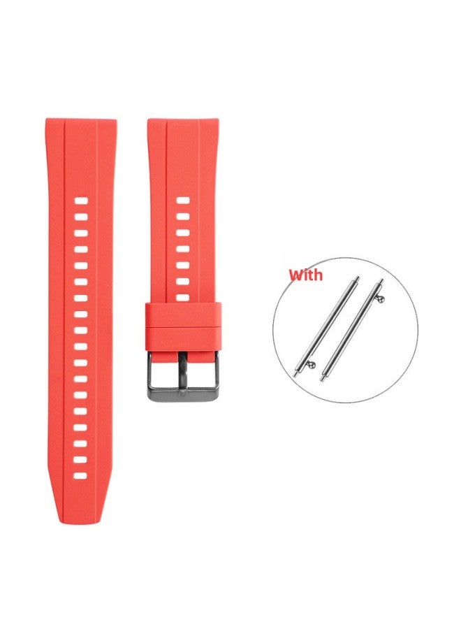 [ready Stock] Suitable For Huawei WatchGT4 Silicone Universal Watch Strap/gt2/gt3 With Quick Release Switch Earrings-Color:C6 Red-black Buckle-Specifications:22MM  - Image 1