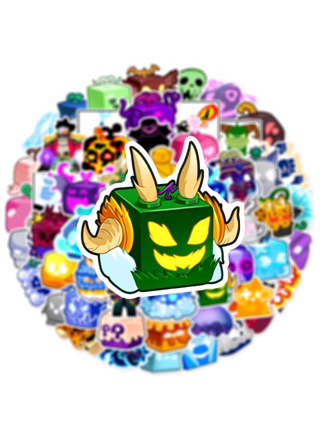 NIBEMINENT 60 Pcs Blox Fruits Deco Kit Waterproof Stickers, High Definition Printing Bright Colors, Suitable for Laptop Skateboard Luggage Water Bottle Guitar DIY - Image 3