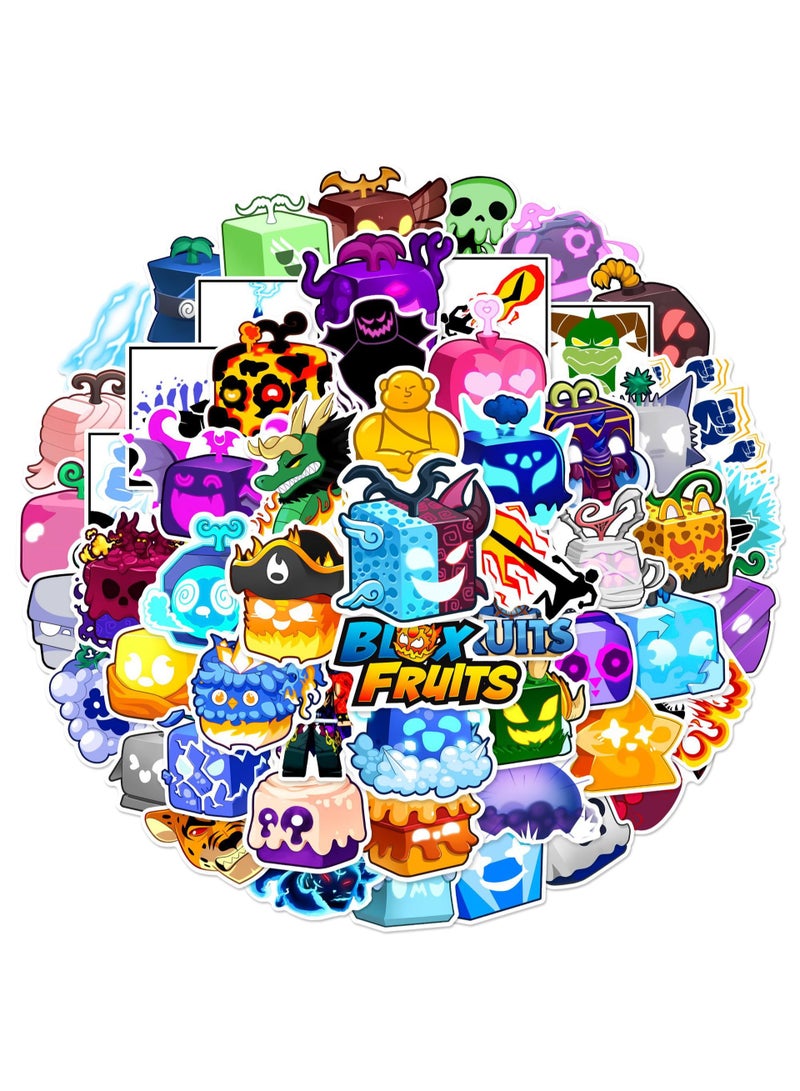 NIBEMINENT 60 Pcs Blox Fruits Deco Kit Waterproof Stickers, High Definition Printing Bright Colors, Suitable for Laptop Skateboard Luggage Water Bottle Guitar DIY - Image 2
