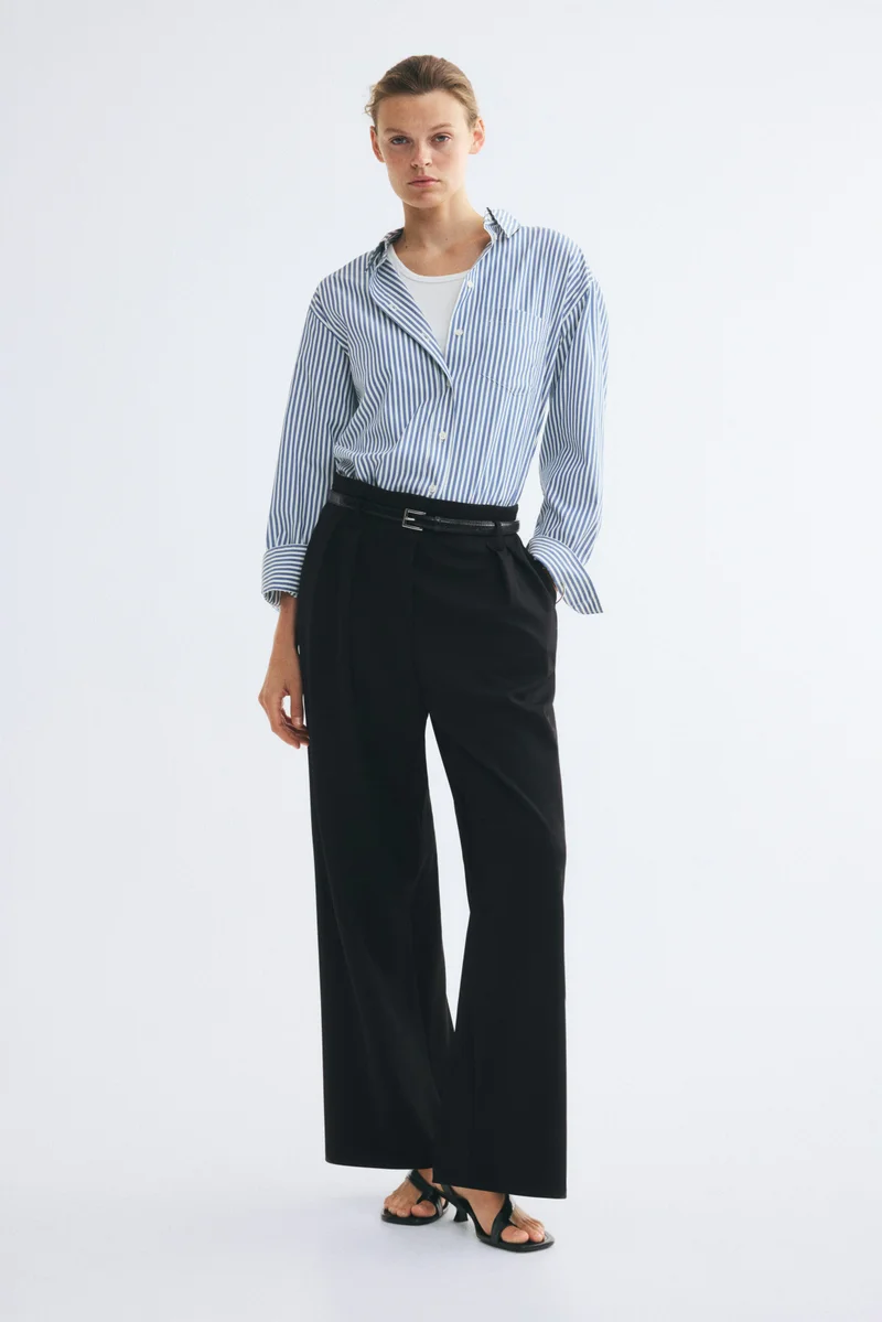 Wide belted trousers