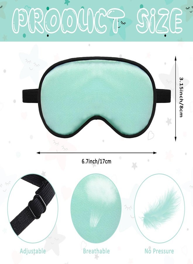 Sintege 4 Pcs Silk Eye Mask for Sleeping Kids Soft Eye Cover with Adjustable Strap Blindfold for Kids Boys Girls Christmas Travel Gift Nap Shade Blocking Light(Green, Navy Blue, Sky Blue, Dark Green - Image 2