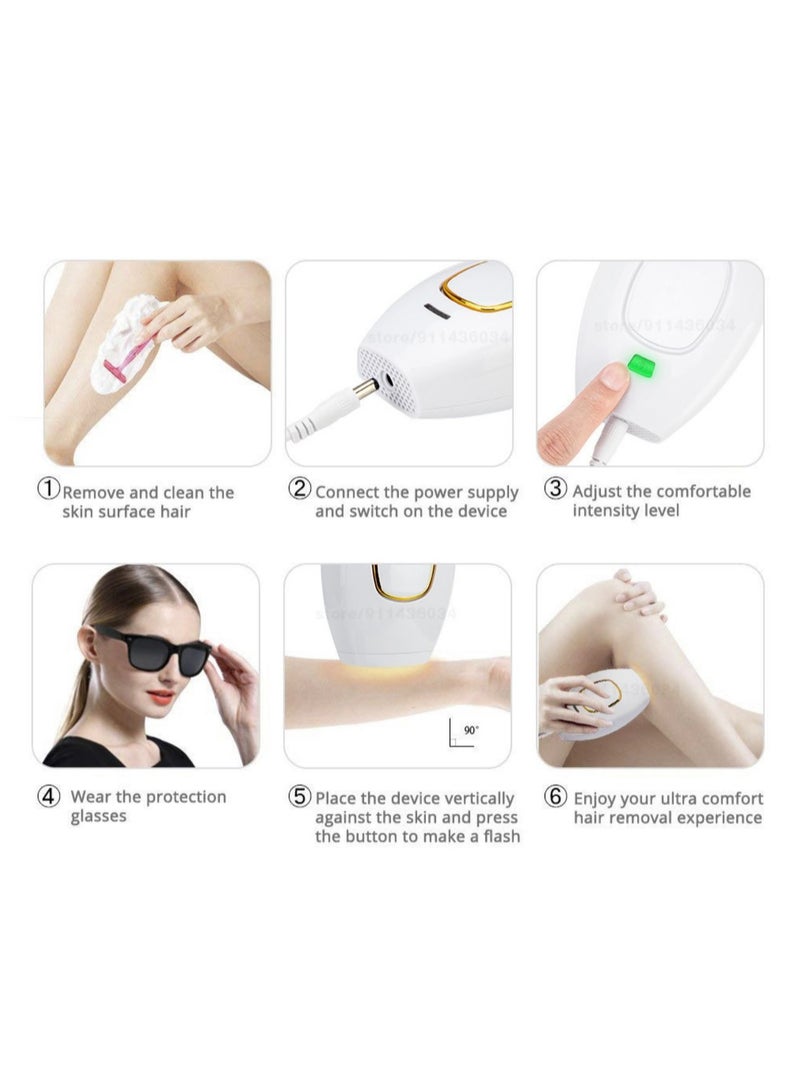 Mini Hair Removal Instrument Cosmetic Laser Hair Removal Device Portable IPL Photon Body Rejuvenation Device for Men Women Electric Hair Removal Device, White - Image 4