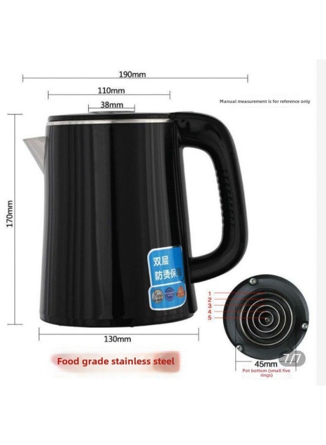 Tea Bar Machine Universal Kettle 304 Stainless Steel Rubber-coated Household Kettle Universal Tea Bar Machine Small Five-ring Matching Kettle-Color:201 Stainless Steel Black Short Spout Pot-Capacity:Default - Image 2