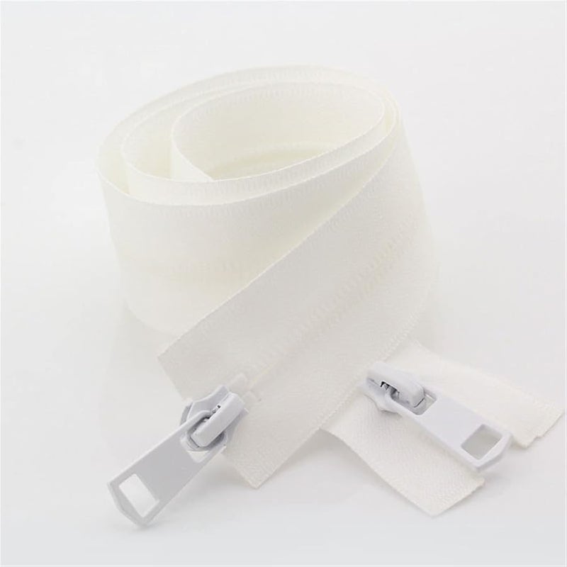 White 100cm Waterproof Nylon Zipper Double Slider Invisible For Jackets Sports Sewing - Image 2