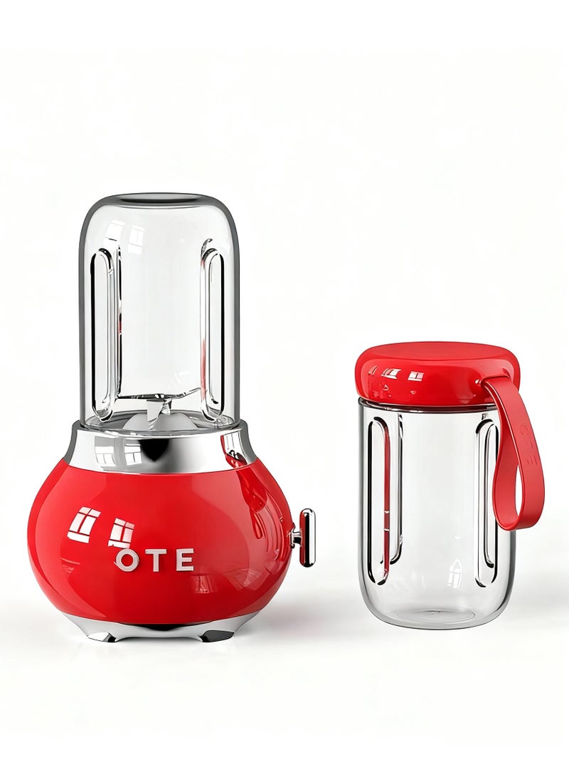 OTE Blenders for Kitchen, Blender for Shakes and Smoothie 400ml High Boron Glass Container To-Go Cups 400ml, BPA Free, 20000r/m, Removable Blade Personal Portable Blender, Red