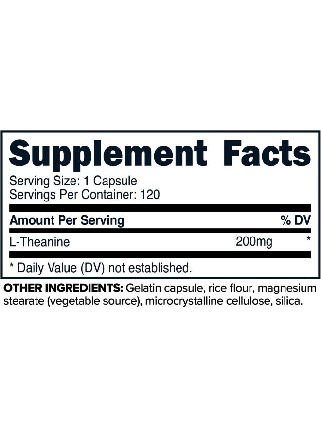 Primaforce كبسولات برايمافورس إل-ثيانين (120 كبسولة، 200 ملغ إل-ثيانين لكل حصة) - مكمل حمض أميني ثيانين - Image 2