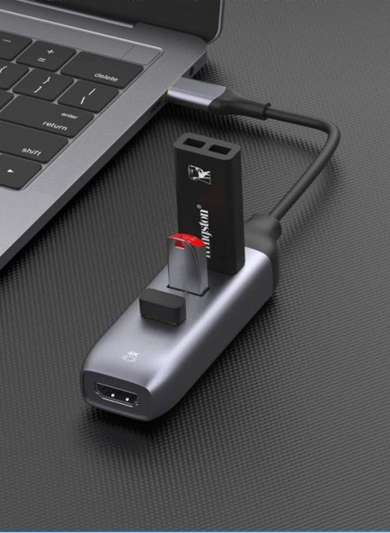 USB C to HDMI Adapter with 3 USB 3.0 Ports, HDMI 4K Output, Compatible with MacBook Pro, iPad, XPS, Surface, Android, and More, DP Alternative Mode Required - Image 2